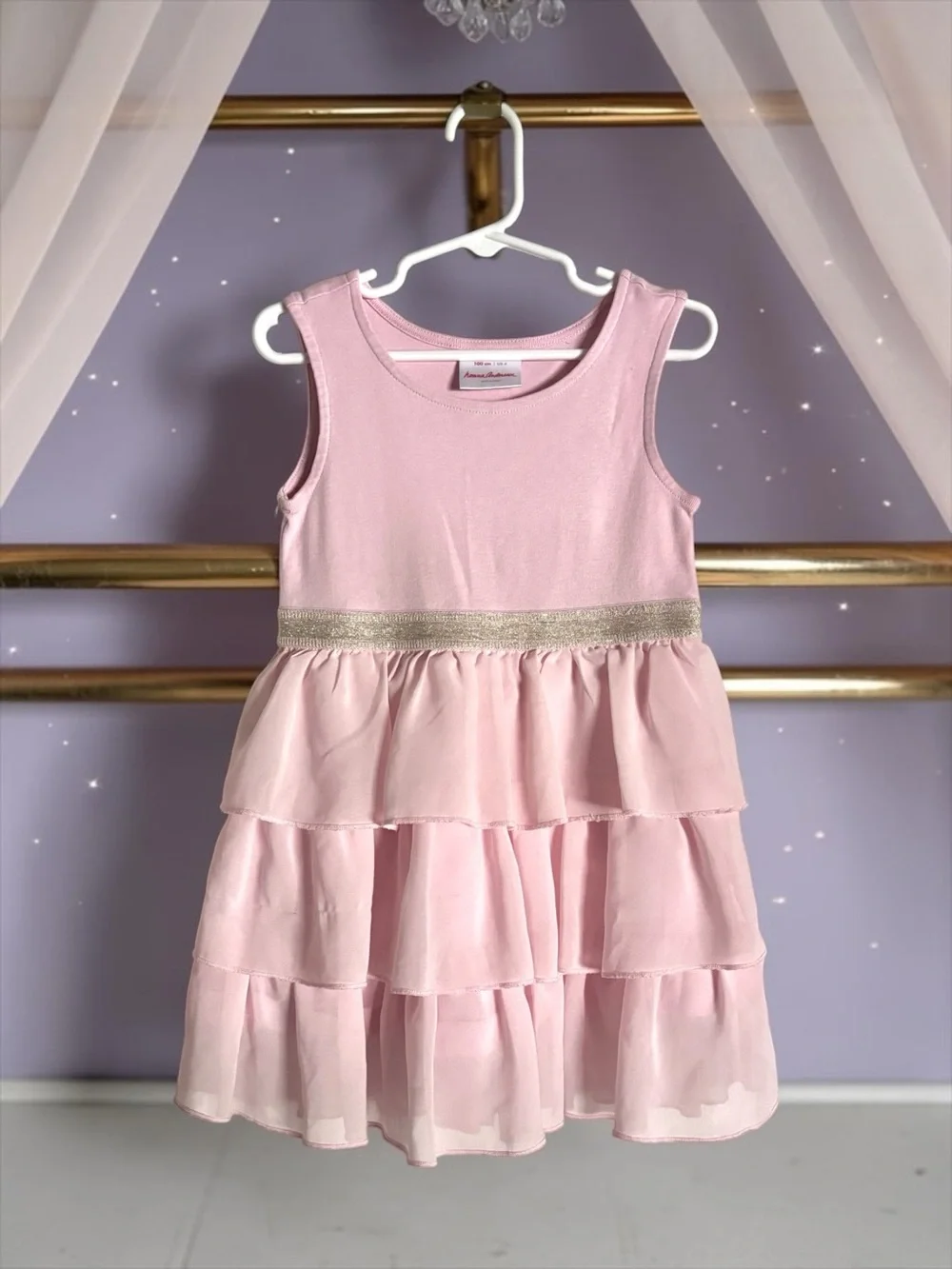 Hanna Andersson Pink Tiered Tulle Dress Size 4 Balletcore Princess